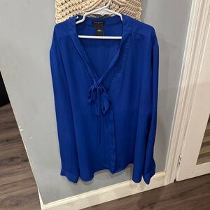 Express Royal Blue Tie-Front Blouse